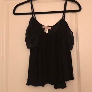 Black lace cold shoulder top